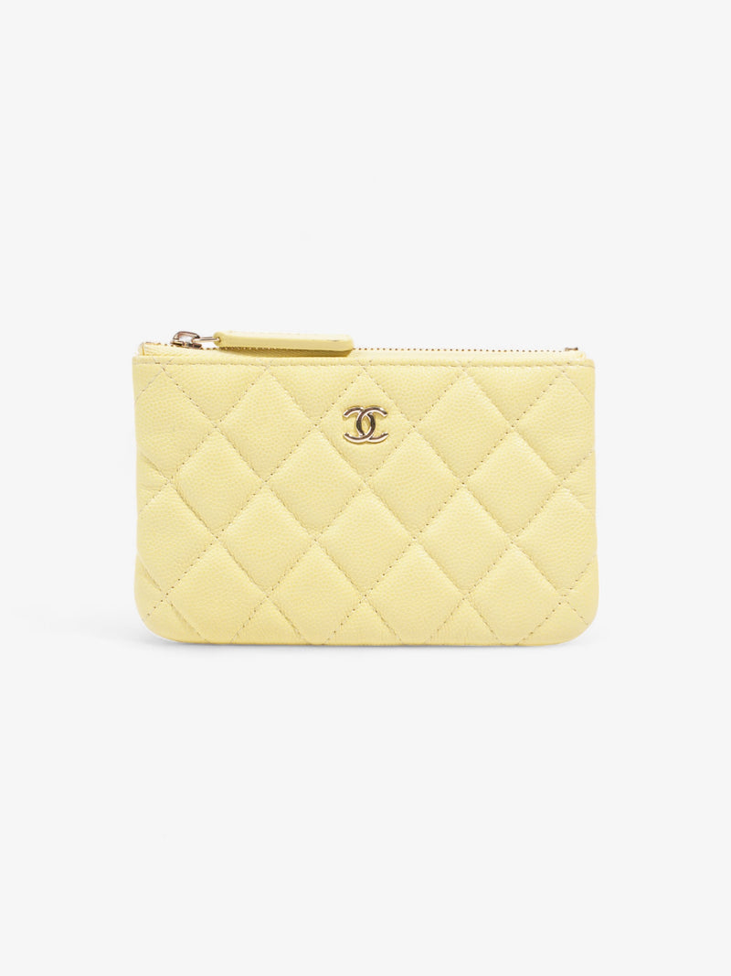  Chanel Quilted Pouch Yellow Caviar Leather