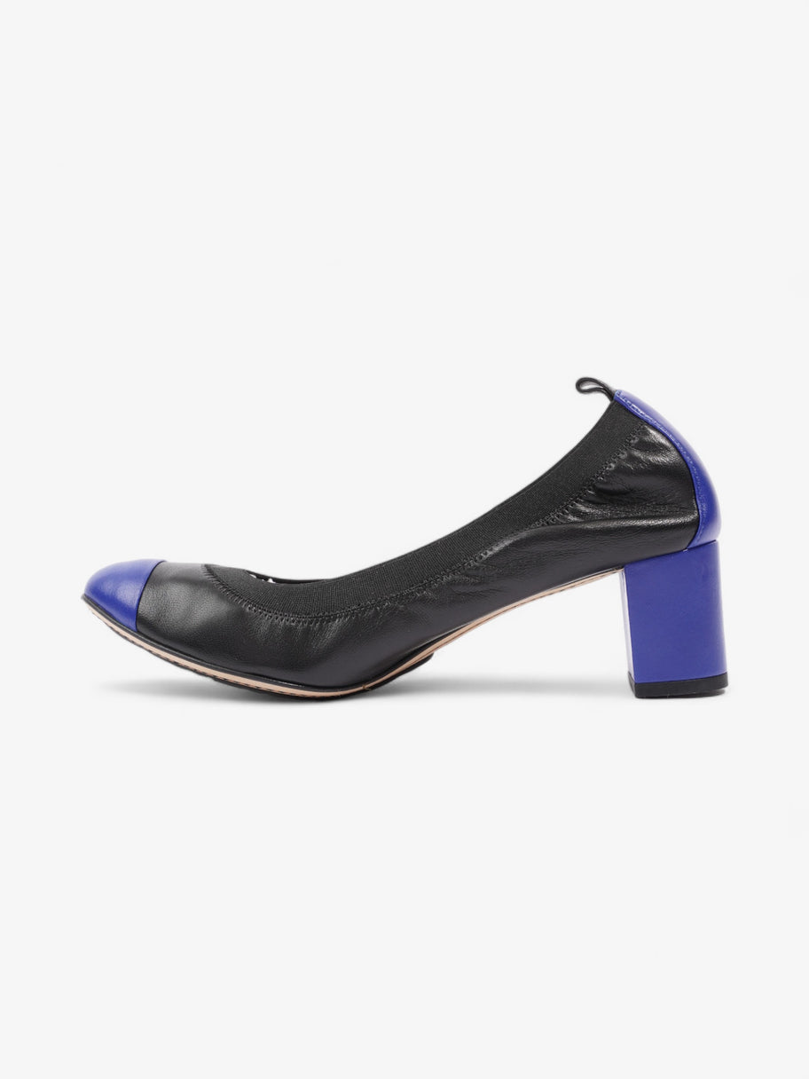 Chanel CC Ballerina Platform Pumps 50 Black / Blue Leather EU 39.5 UK 6.5 Image 3