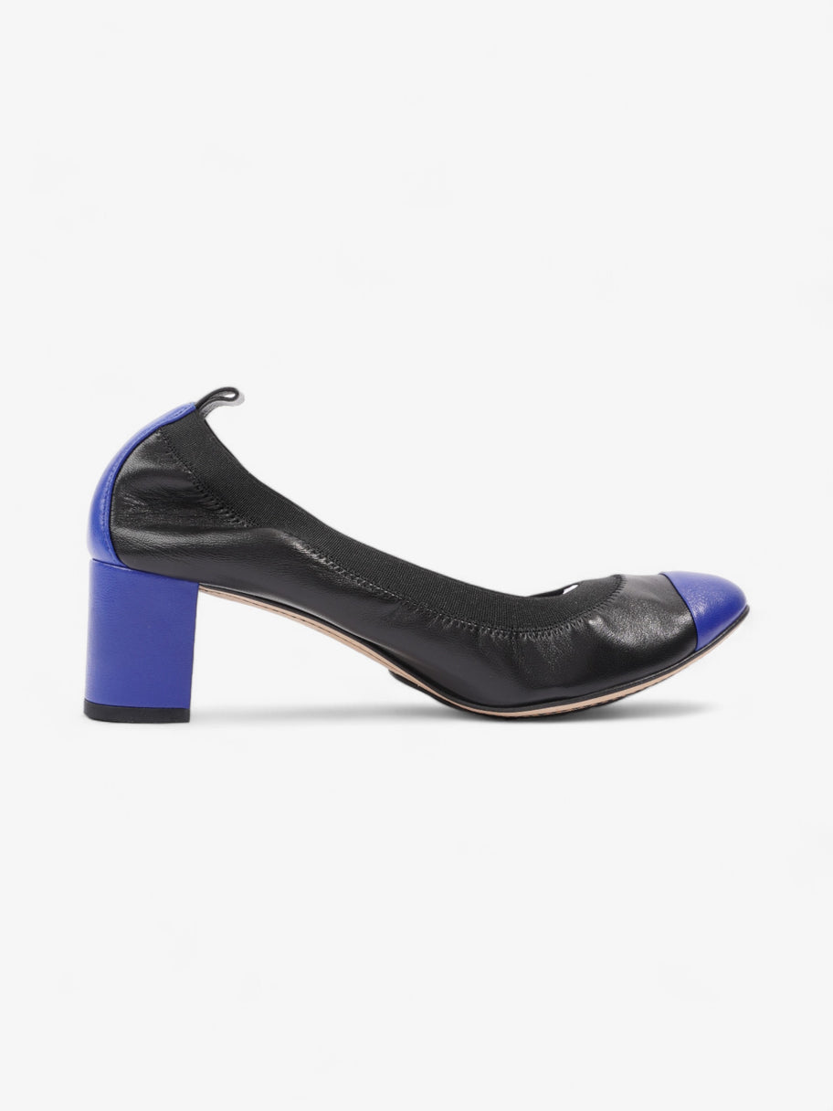 Chanel CC Ballerina Platform Pumps 50 Black / Blue Leather EU 39.5 UK 6.5 Image 4