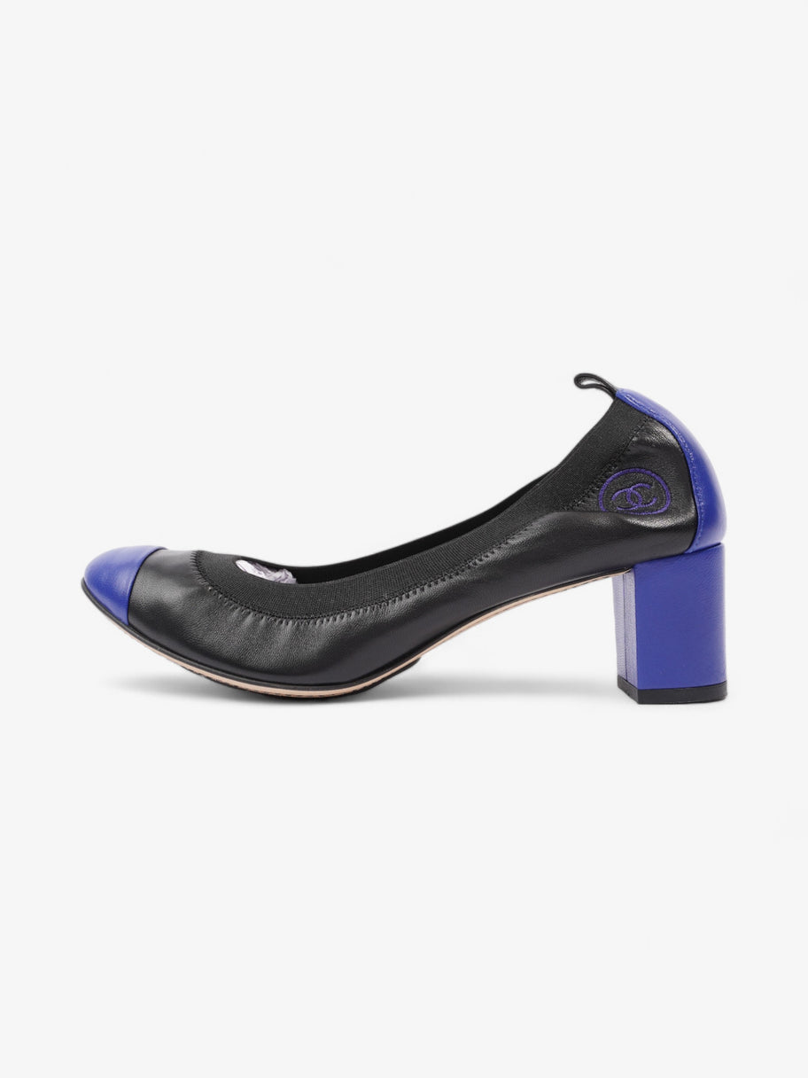 Chanel CC Ballerina Platform Pumps 50 Black / Blue Leather EU 39.5 UK 6.5 Image 5