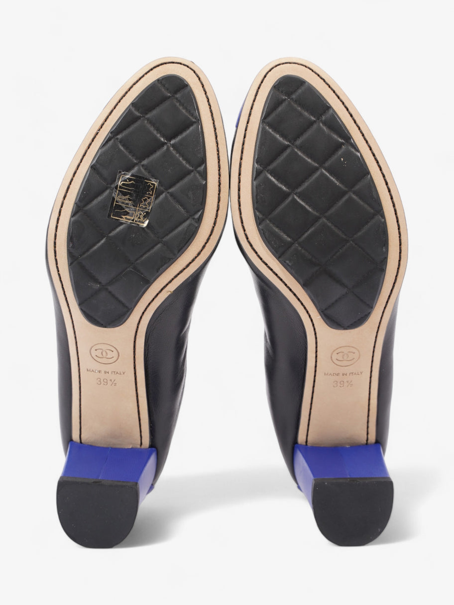 Chanel CC Ballerina Platform Pumps 50 Black / Blue Leather EU 39.5 UK 6.5 Image 7