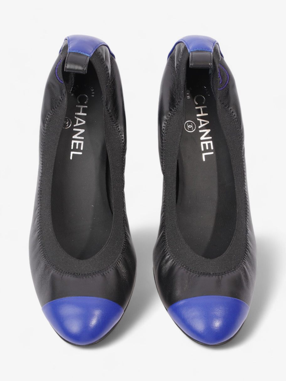 Chanel CC Ballerina Platform Pumps 50 Black / Blue Leather EU 39.5 UK 6.5 Image 8