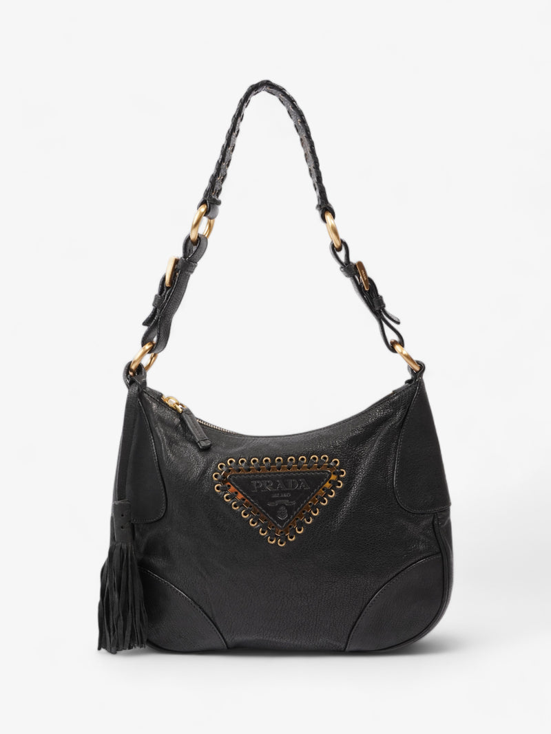  Tassel Shoulder Black Leather