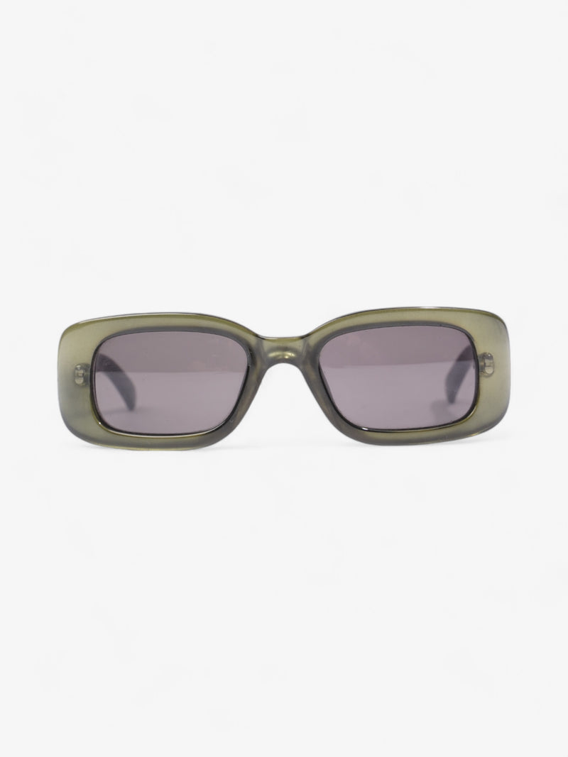  Gucci Rectangular Framed Sunglasses Olive Green Acetate 135mm