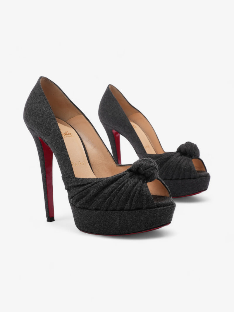  Christian Louboutin Greissimo Pump Heels 140 Grey Tweed EU 38.5 UK 5.5