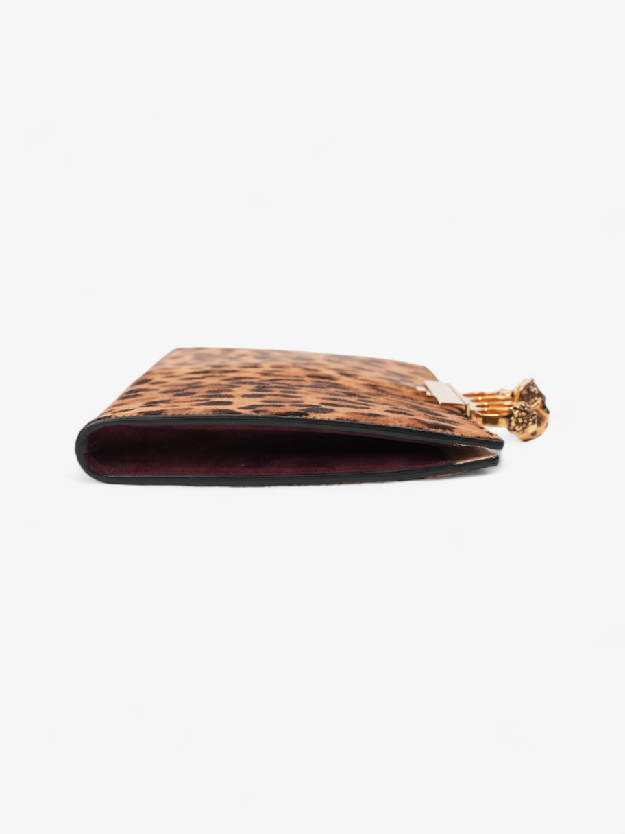 Alexander McQueen Four Ring Flat Pouch Leopard Print Calf Hair Image 3