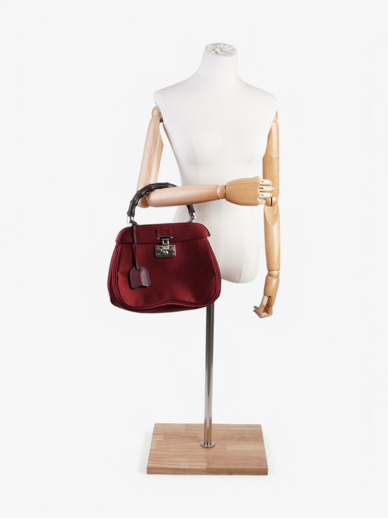  Gucci Bamboo Lady Lock Top Handle Red Velvet