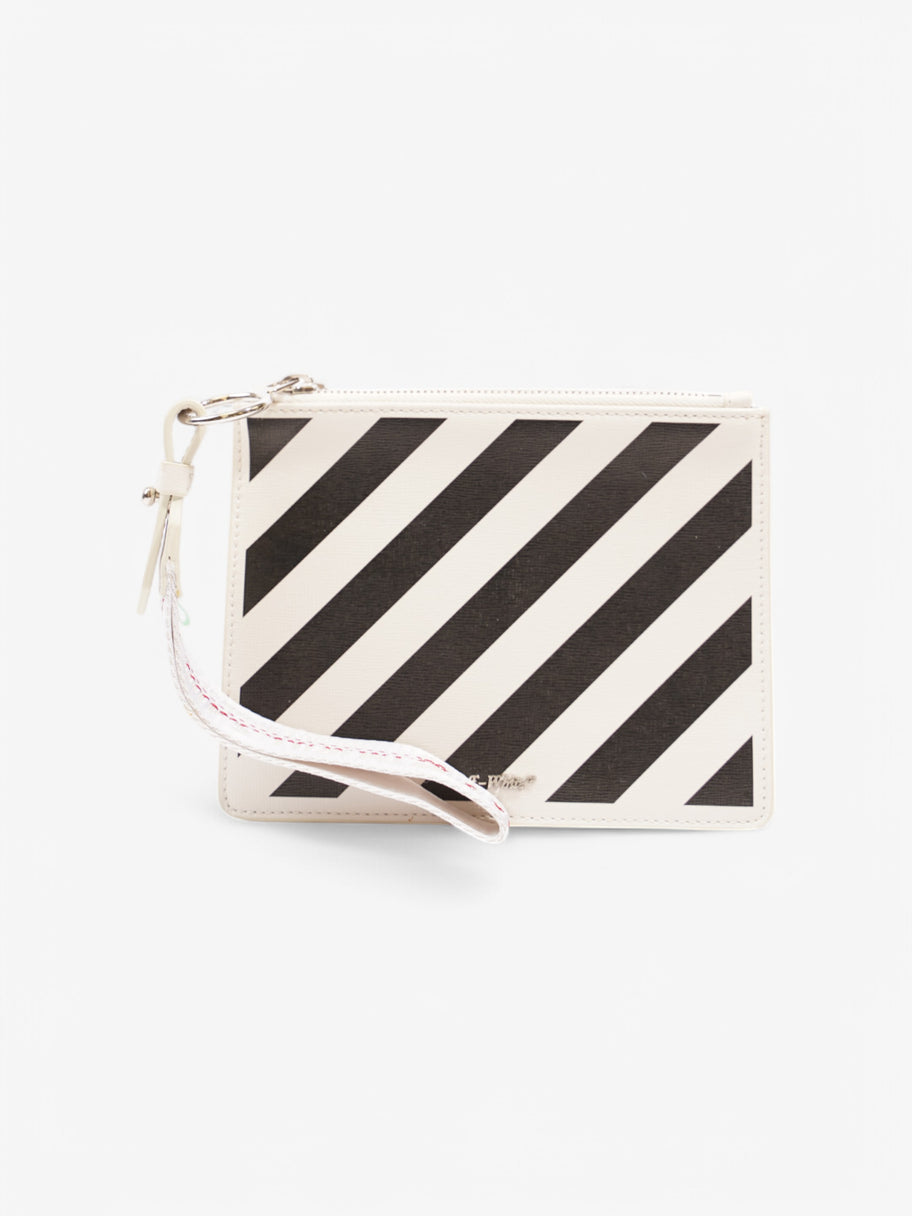 Off White Diagonal Double Flat Bag White / Black Leather Image 7