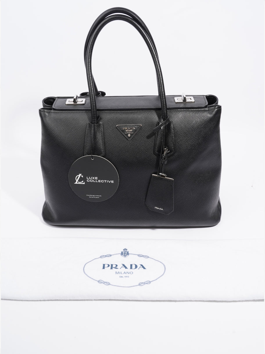 Prada Turnlock Twin Tote Black Saffiano Leather Image 11