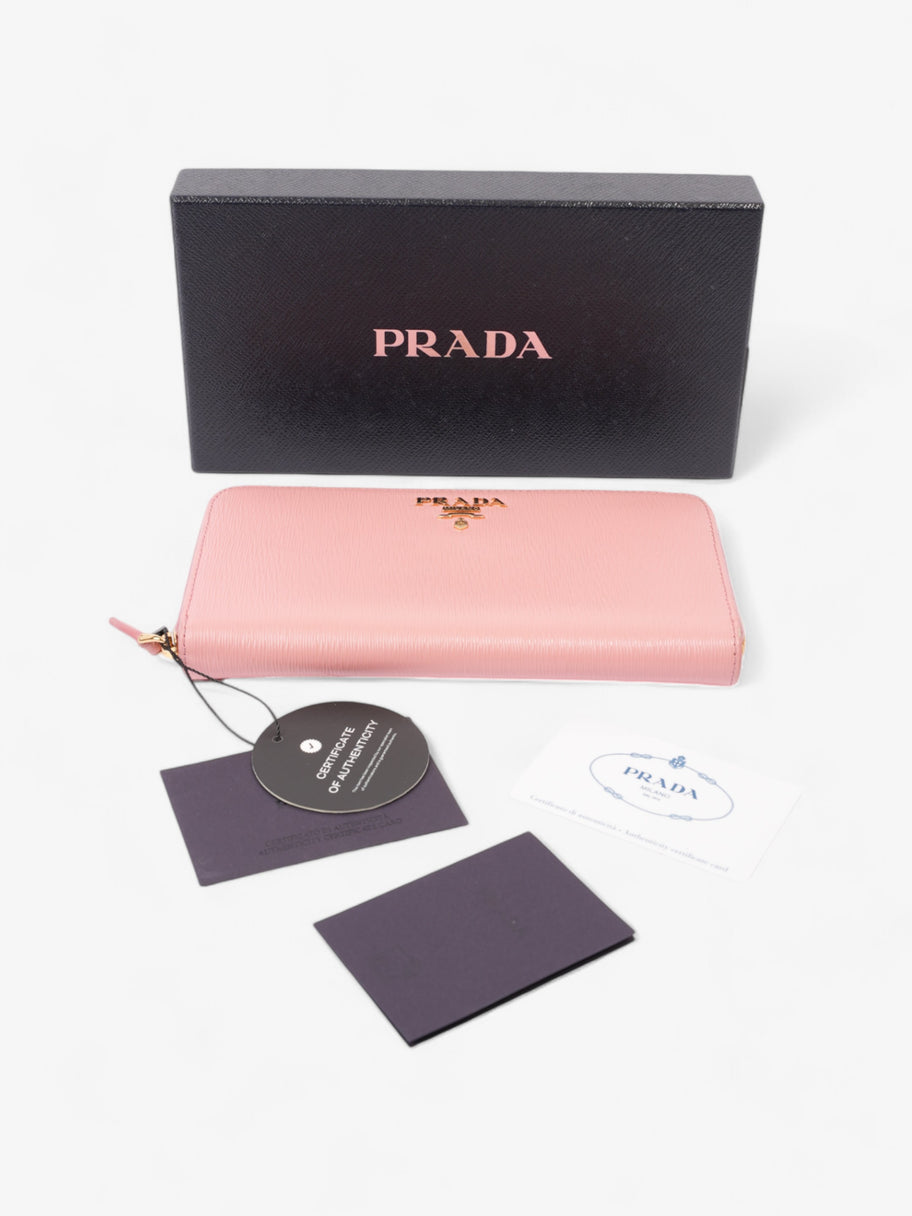 Prada Continental Wallet Pink Saffiano Leather Image 8