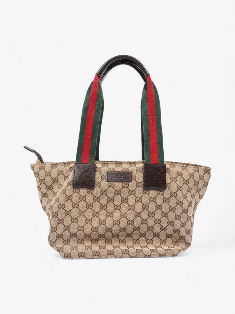  Gucci Web Handle Tote GG Supreme / Red / Green Canvas