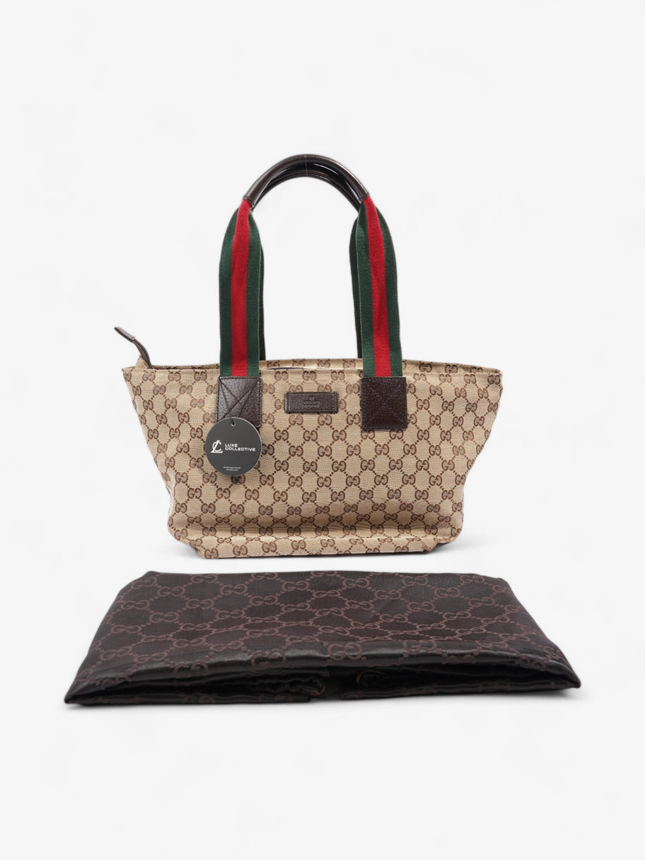 Gucci Web Handle Tote GG Supreme / Red / Green Canvas Image 8