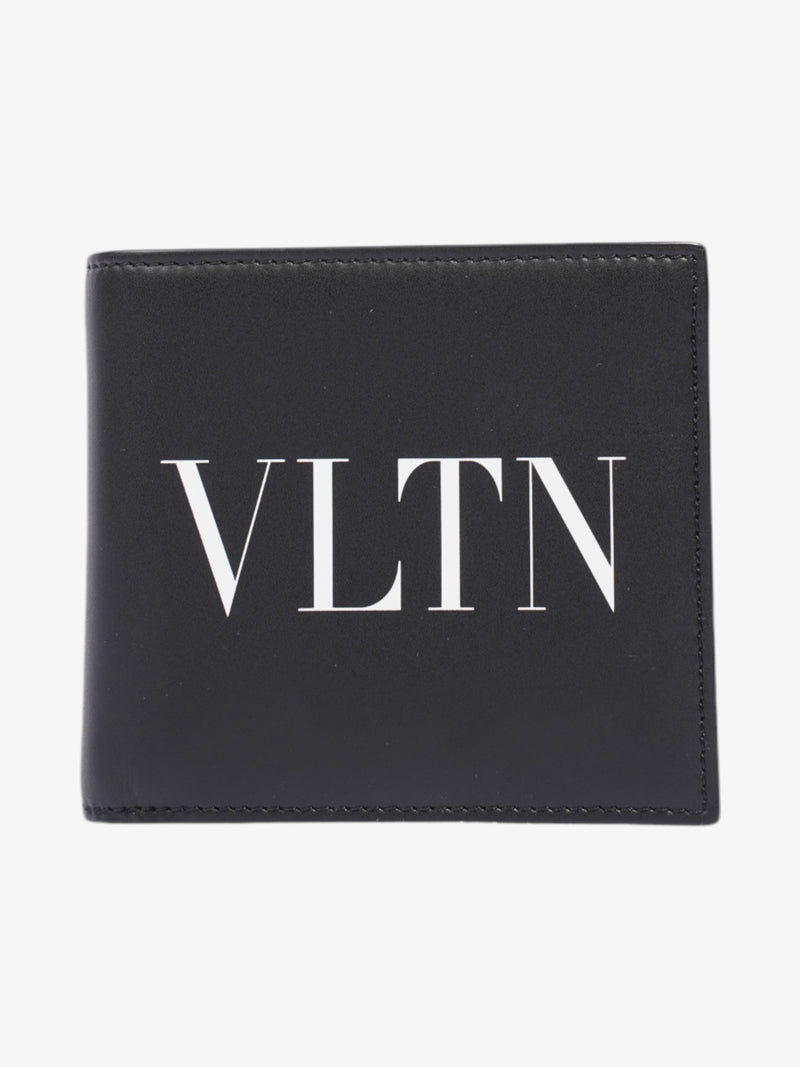  Valentino Logo Wallet Black / White Leather