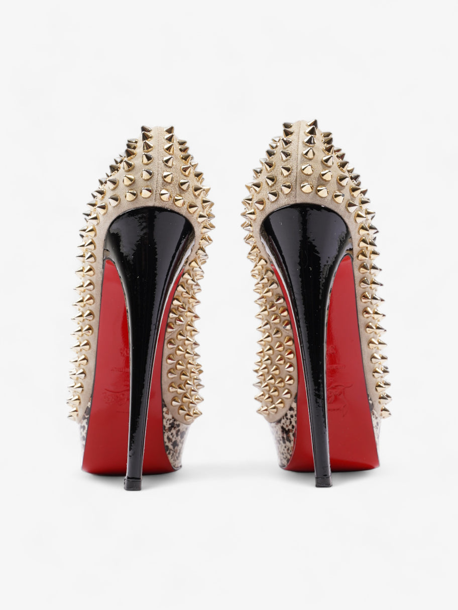 Christian Louboutin Lady Peep Spikes  150 Beige / Gold Suede EU 36.5 UK 3.5 Image 6