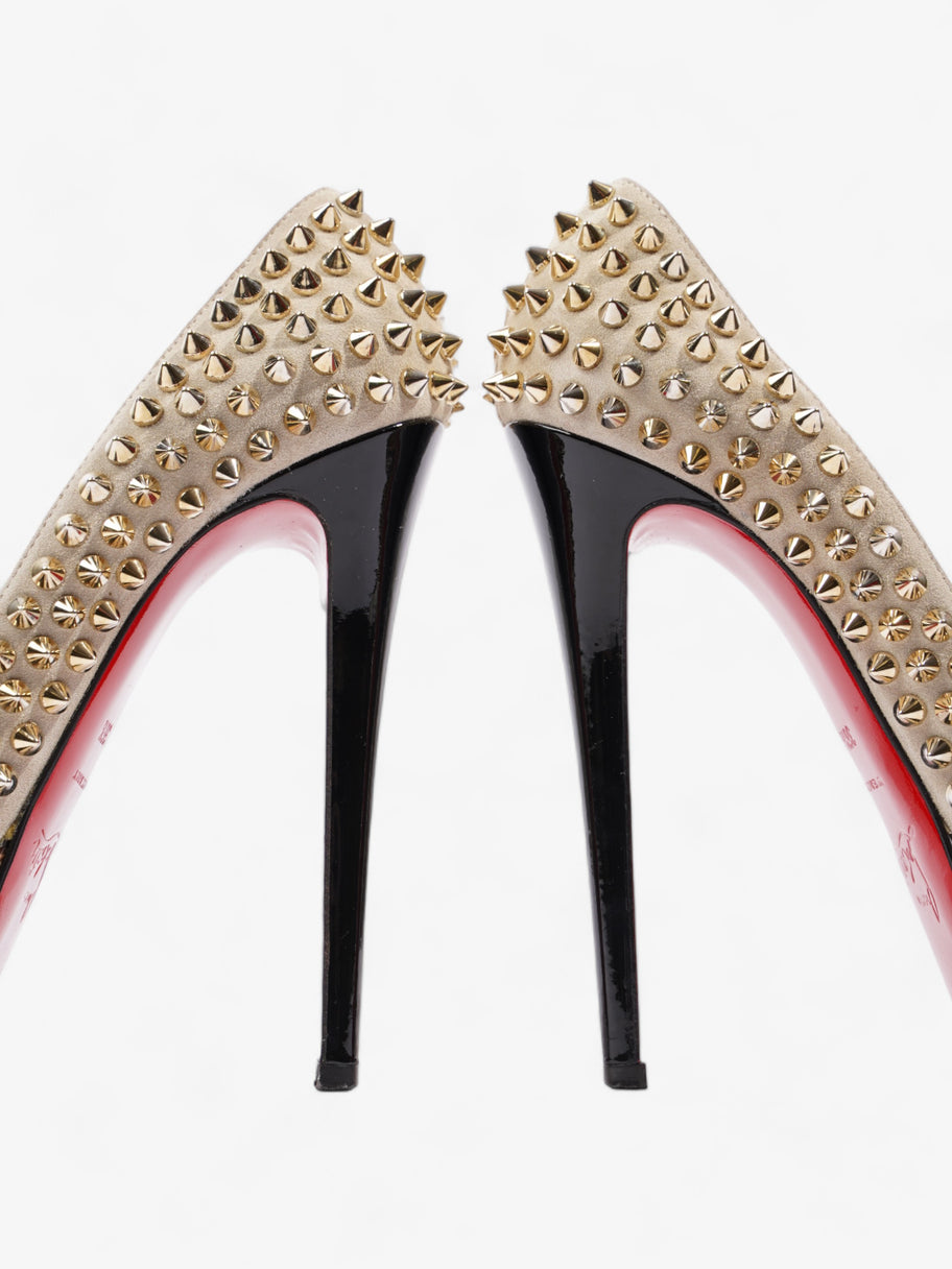 Christian Louboutin Lady Peep Spikes  150 Beige / Gold Suede EU 36.5 UK 3.5 Image 9