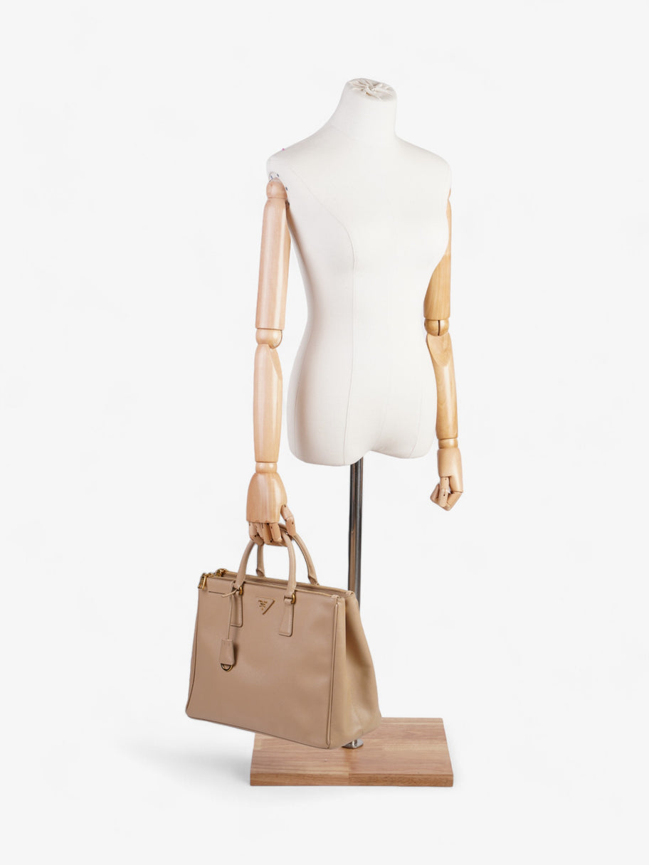 Prada Double Zip Galleria Beige Saffiano Leather Image 2