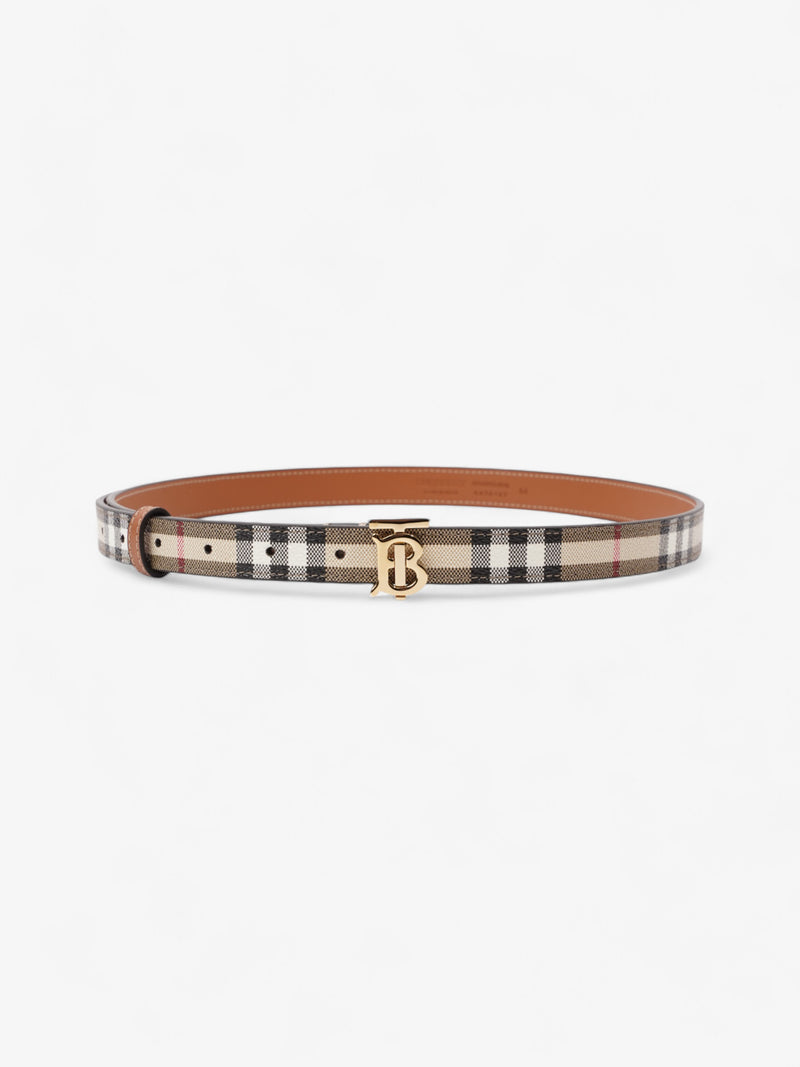  Burberry TB Belt Vintage Check / Light Gold Canvas Medium - 101.5cm