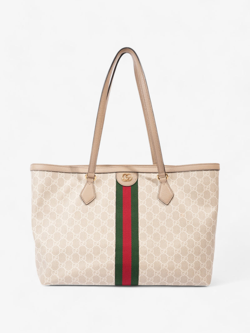  Gucci Ophidia Tote Bag Beige / White / Green Canvas Medium